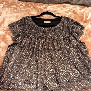 Women's L Sequin Top / Shirt / Blouse